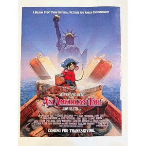 Vtg 1986 Steven Spielberg American Tail Statue of Liberty Advertisement Print Ad